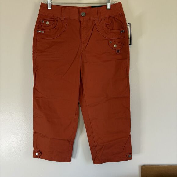 Style & Co Retro Charm Sienna Orange‎ Carpi Pants Women's Size 4 Mid Rise - Picture 1 of 8